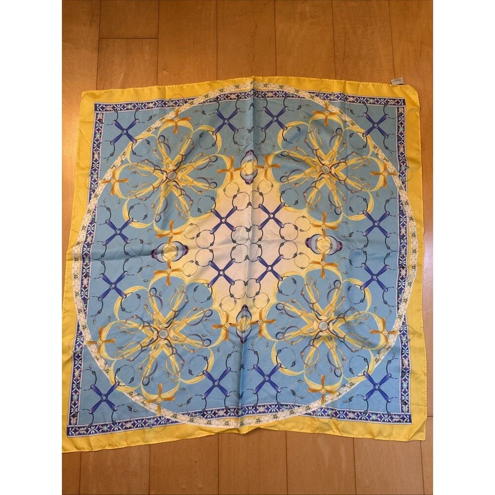 BLUE & YELLOW Cristella Milano 100% Silk Square Scarf